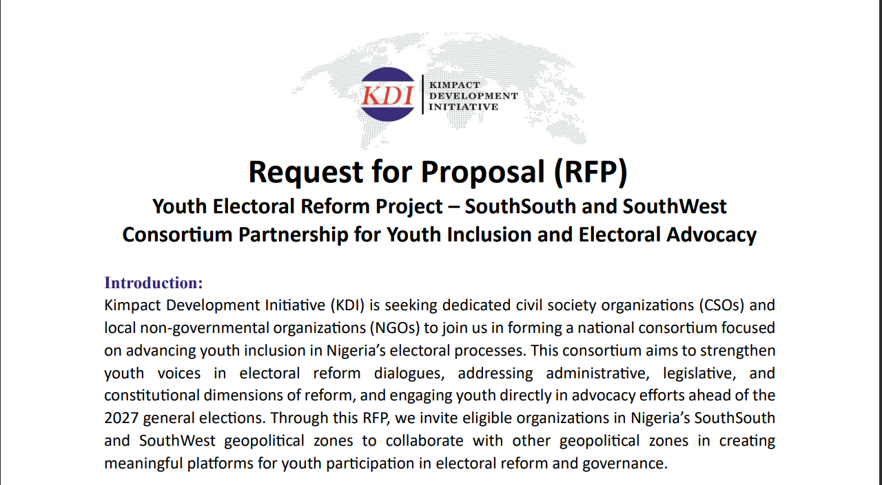 Youth Electoral Reform Project South-South and South-West 
Consortium Partnership for Youth Inclusion and Electoral Advocacy